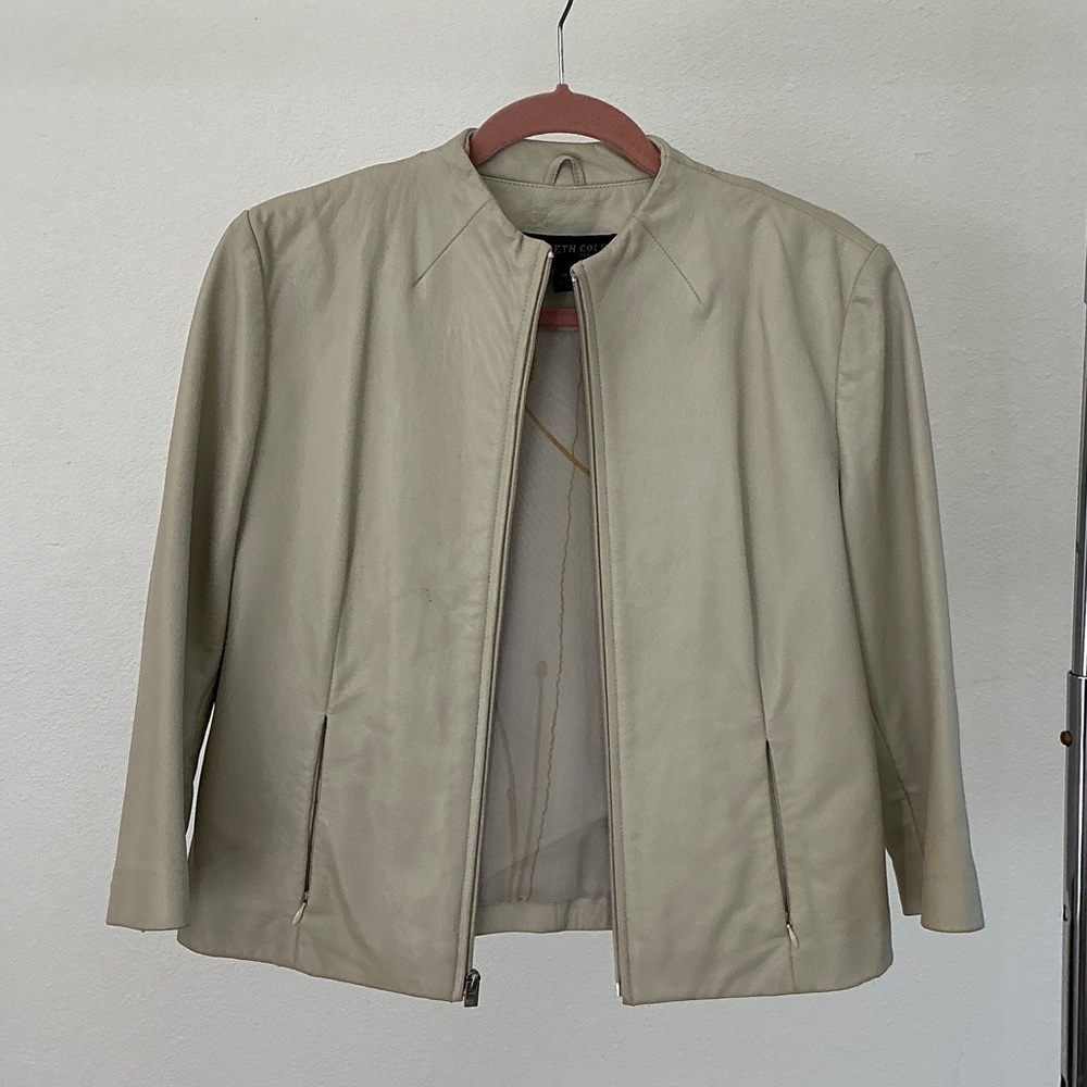 Kenneth Cole Light Beige Leather Jacket